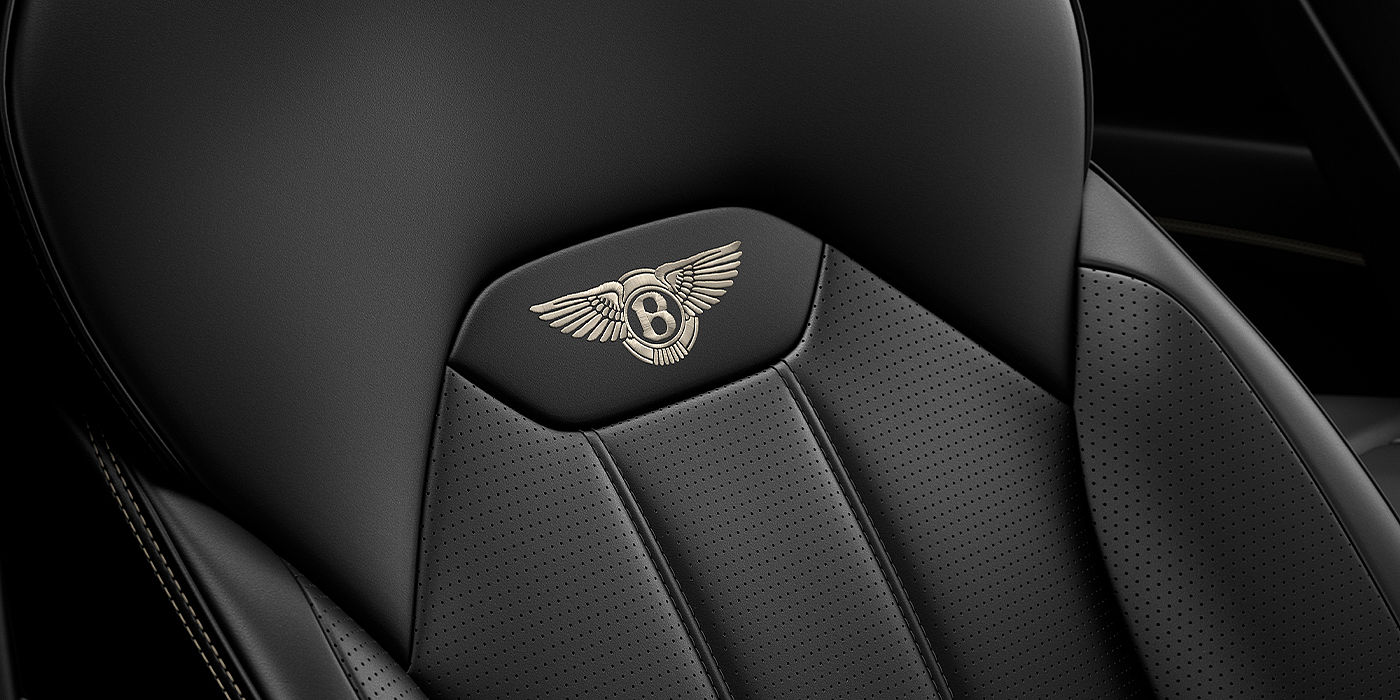 Bentley Istanbul Bentley Bentayga SUV seat detail in Beluga black hide