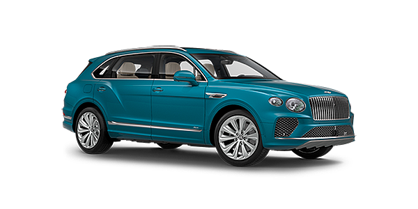 Bentley Istanbul Bentley Bentayga EWB Azure front side angled view in Topaz blue coloured exterior. 