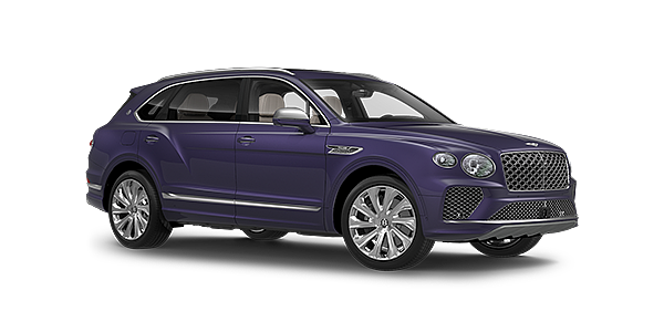 Bentley Istanbul Bentayga Extended Wheelbase Mulliner luxury SUV front three quarter in Tanzanite Purple paint